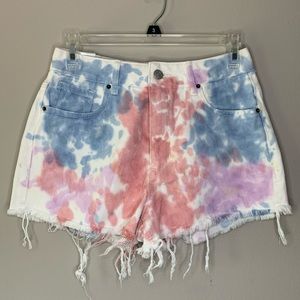 PacSun Paint Splatter High Rise Festival Denim Shorts